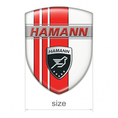 Hamann Silicone Emblem White with Red Tapes Background 
