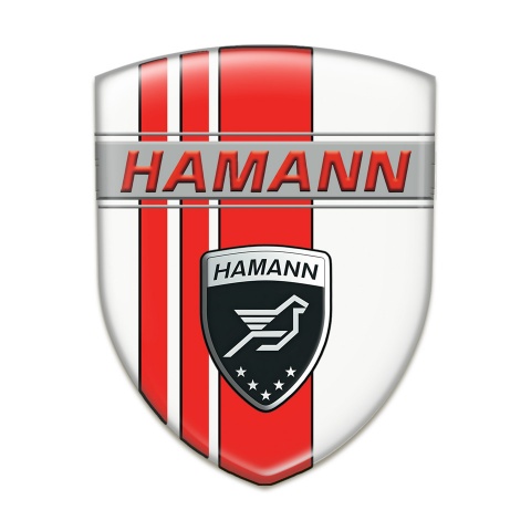 Hamann Silicone Emblem White with Red Tapes Background 