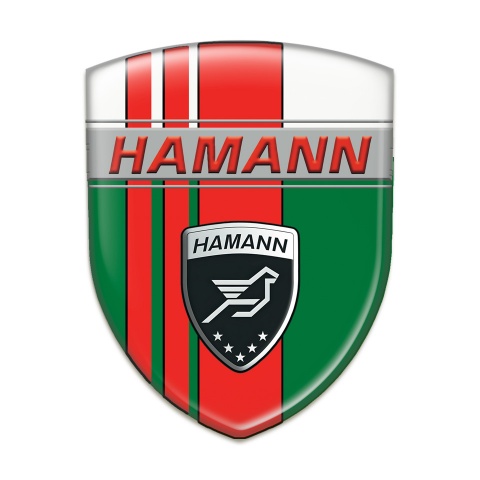 Hamann 3D Gel Emblem Green White with Red Tapes Background 