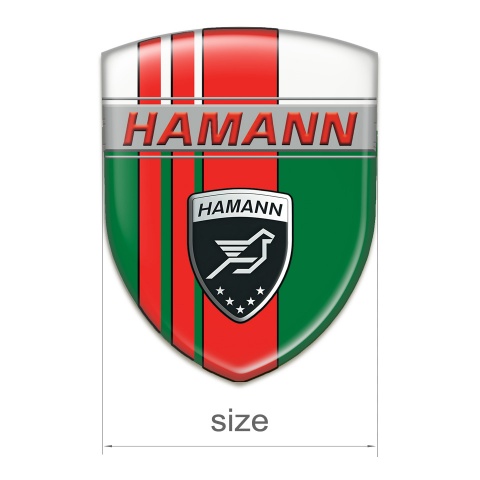 Hamann 3D Gel Emblem Green White with Red Tapes Background 