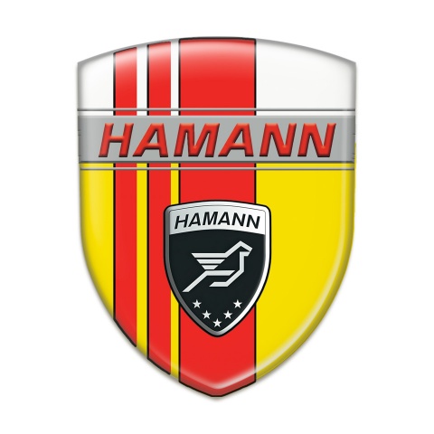 Hamann Tuning Badge Yellow White with Red Tapes Background 