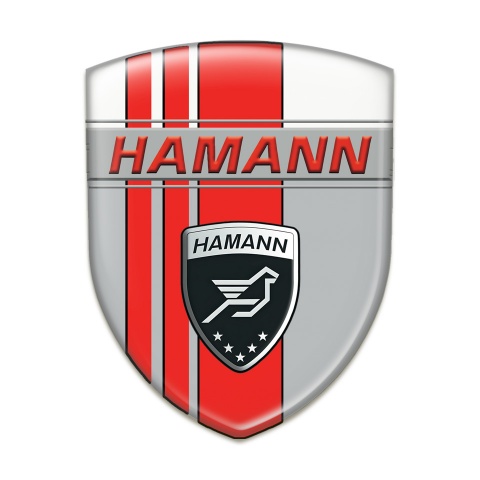 Hamann Car Accessories Badge Grey White with Red Tapes Background 