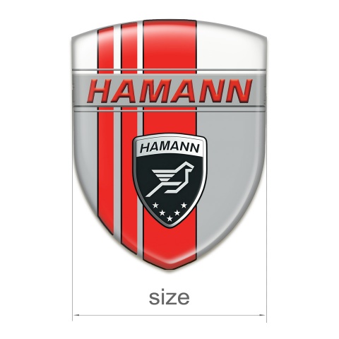 Hamann Car Accessories Badge Grey White with Red Tapes Background 