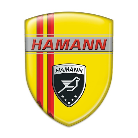 Hamann Emblem Badge Logo Yellow with Red Lines Deccoration 