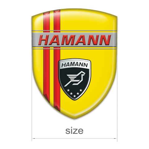 Hamann Emblem Badge Logo Yellow with Red Lines Deccoration 