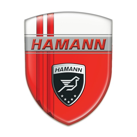 Hamann Self Adhesive Emblem Logo Red White with Red Lines Decoration 