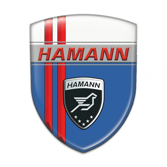 Hamann Domed Emblem Blue White with Red Lines Decoration 