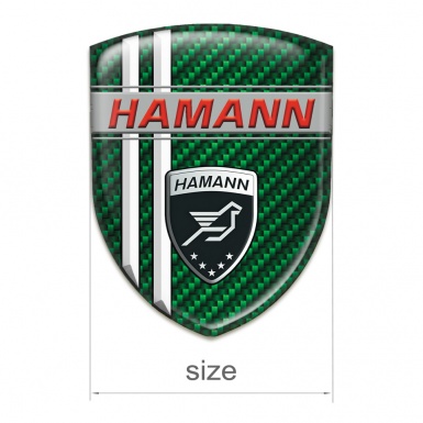 Hamann Self Adhesive Emblem Logo Green Carbon with White Stripes Decoration 