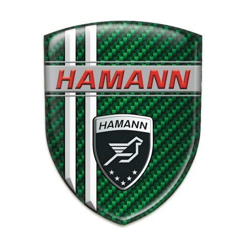 Hamann Self Adhesive Emblem Logo Green Carbon with White Stripes Decoration 