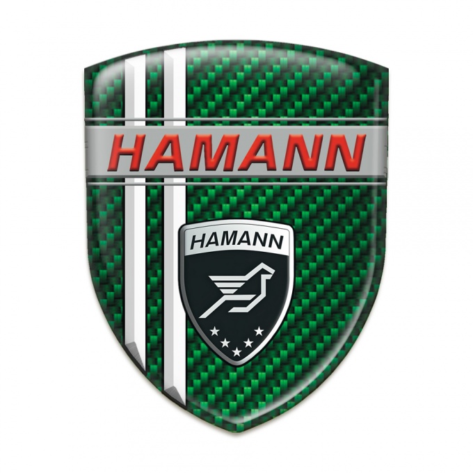 Hamann Self Adhesive Emblem Logo Green Carbon with White Stripes Decoration 