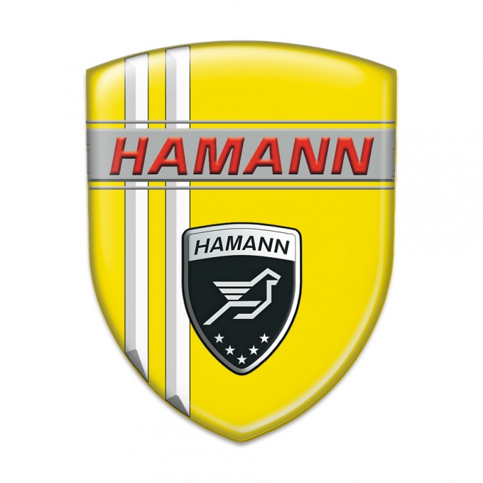 Hamann Car Interior Badge Yellow with White Stripes Decoration 