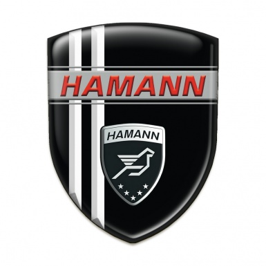 Hamann Emblem Badge Logo Black with White stripes Decoration