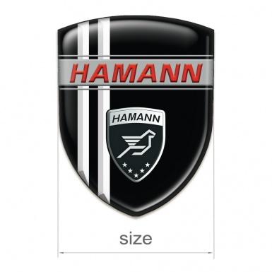 Hamann Emblem Badge Logo Black with White stripes Decoration