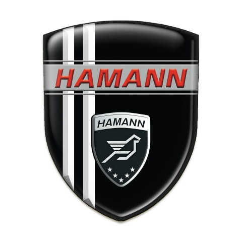 Hamann Emblem Badge Logo Black with White stripes Decoration