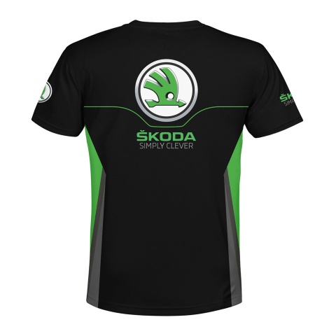 Skoda T-shirt Crew Neck Black Green