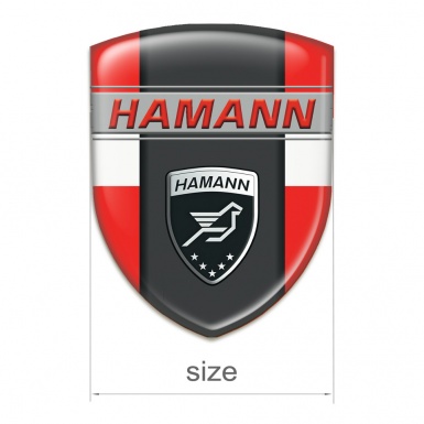 Hamann Car Interior Badge Red with White Ribbon and Dark Panel 