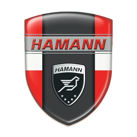 Hamann Car Interior Badge Red with White Ribbon and Dark Panel 