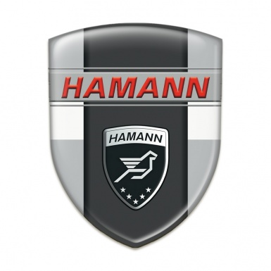 Hamann Silicone Car Decal Badge Grey with White Ribbon and Dark Panel 