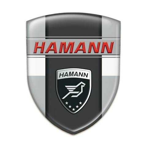 Hamann Silicone Car Decal Badge Grey with White Ribbon and Dark Panel 