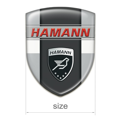 Hamann Silicone Car Decal Badge Grey with White Ribbon and Dark Panel 
