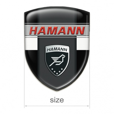Hamann Silicone Badge Black with White Ribbon and Dark Logo Panel 