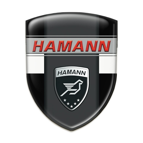 Hamann Silicone Badge Black with White Ribbon and Dark Logo Panel 