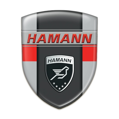 Hamann Auto Emblem Grey with Red Tape and Dark Logo Panel 