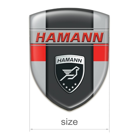 Hamann Auto Emblem Grey with Red Tape and Dark Logo Panel 