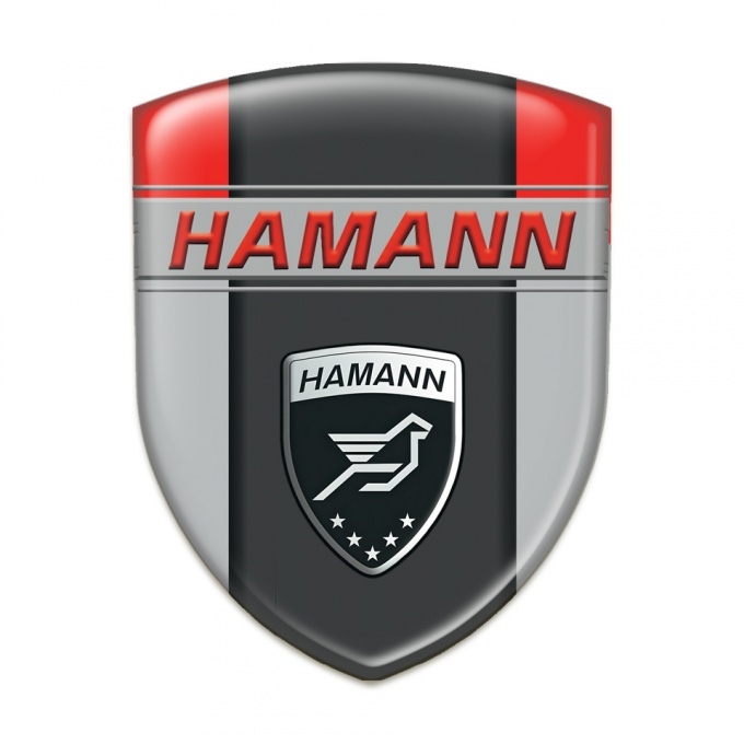 Hamann Tuning Emblem Grey Red Background and dark Logo Panel 