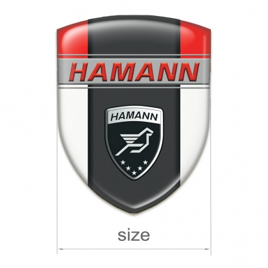 Hamann Self Adhesive Emblem Logo White Red background and Dark Logo Panel 