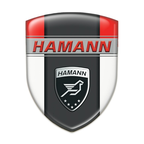 Hamann Self Adhesive Emblem Logo White Red background and Dark Logo Panel 