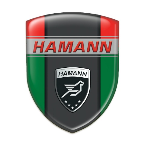 Hamann Resin Sticker Green Red background Dark Logo panel 