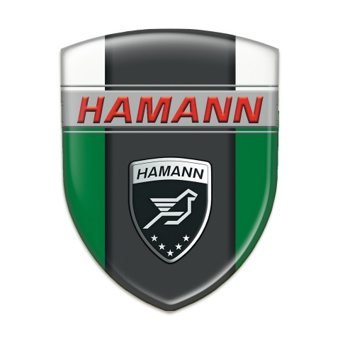 Hamann 3D Gel Emblem Green White Background dark Logo Panel 