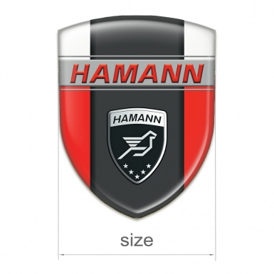 Hamann Emblem Exterior Red White background and Dark Logo Panel 