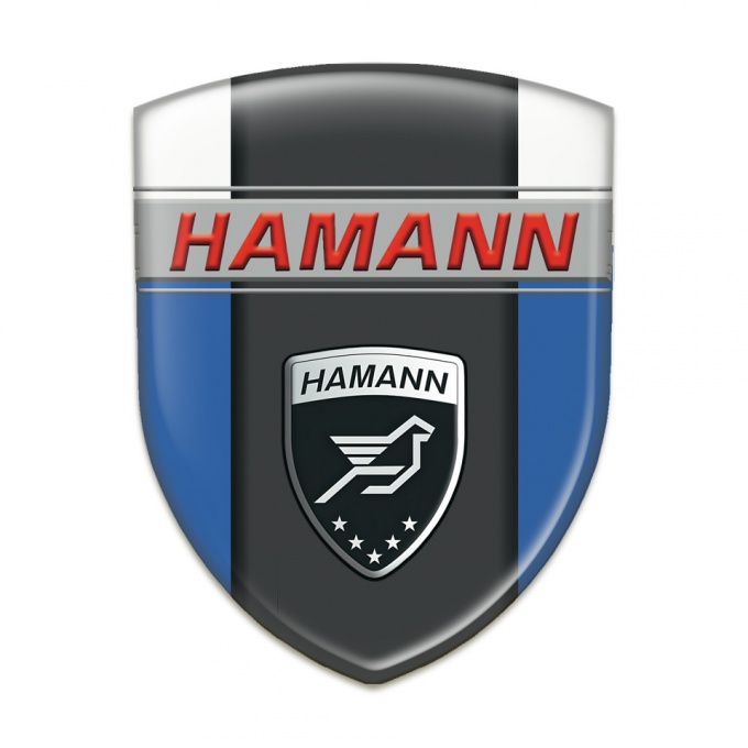 Hamann Emblem Interior Blue White Background and Dark Logo Panel 