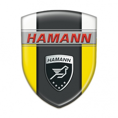 Hamann Tuning Badge Yellow White Background and Dark Logo Panel 