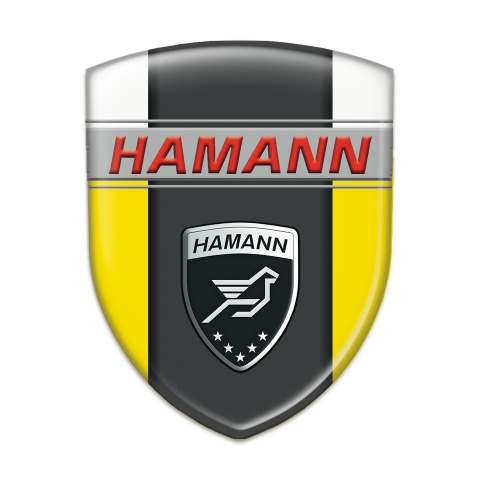 Hamann Tuning Badge Yellow White Background and Dark Logo Panel 