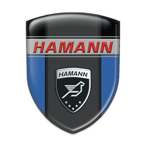 Hamann Silicone Car Decal Badge Blue Black background and Dark Logo Panel 