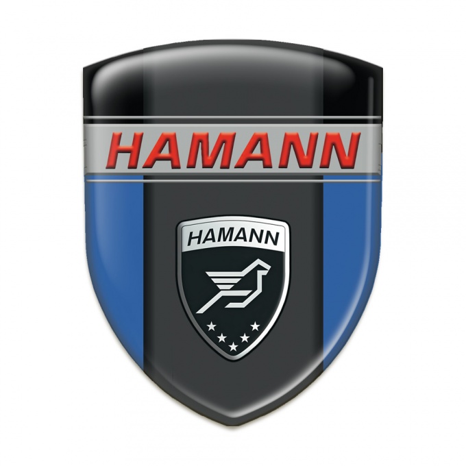 Hamann Silicone Car Decal Badge Blue Black background and Dark Logo Panel 