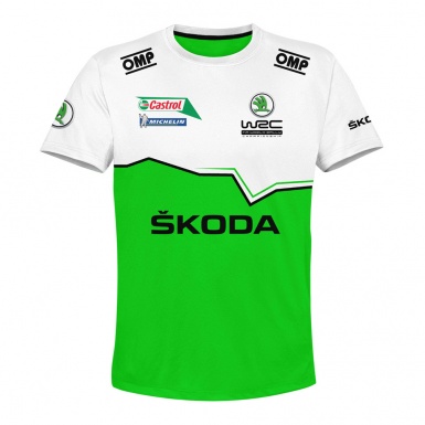 Skoda WRC T-shirt White Electric Green
