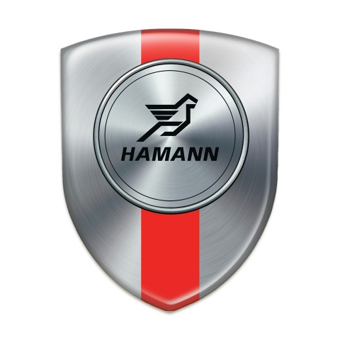 Hamann Emblem Badge Logo Silver wth Red Ribbon Print 