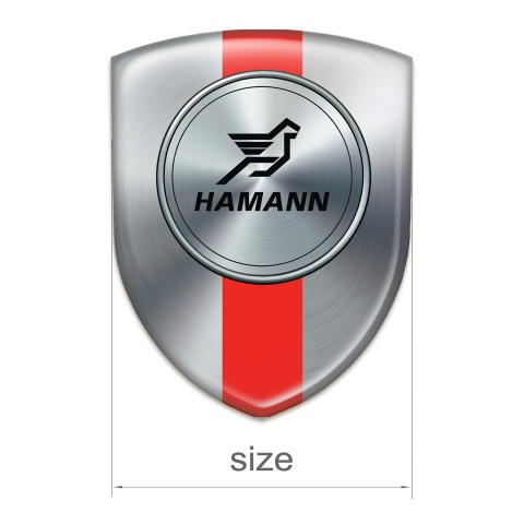 Hamann Emblem Badge Logo Silver wth Red Ribbon Print 