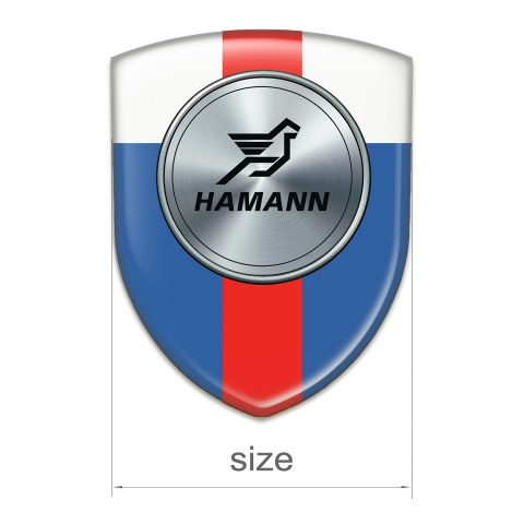Hamann 3D Gel Emblem Blue White with Red Ribbon print 