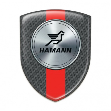 Hamann Self Adhesive Car logo Emblem dark Grey Carbon with Red Band Print 