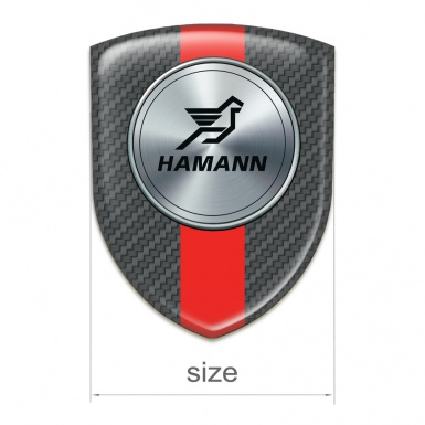 Hamann Self Adhesive Car logo Emblem dark Grey Carbon with Red Band Print 
