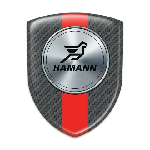 Hamann Self Adhesive Car logo Emblem dark Grey Carbon with Red Band Print 