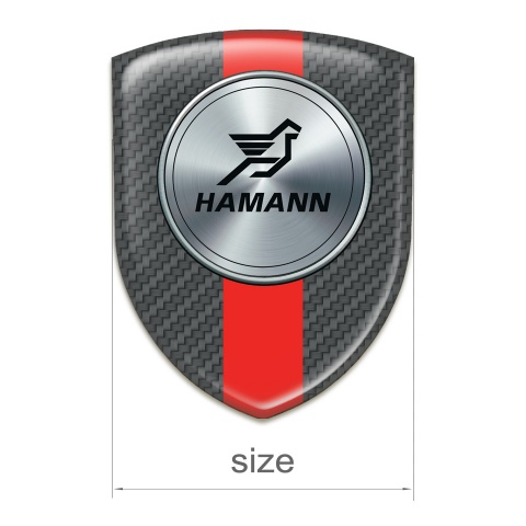 Hamann Self Adhesive Car logo Emblem dark Grey Carbon with Red Band Print 