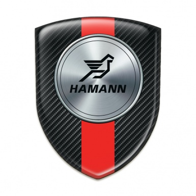 Hamann Silicone Car Decal Badge Dark carbon with Red Band Print 