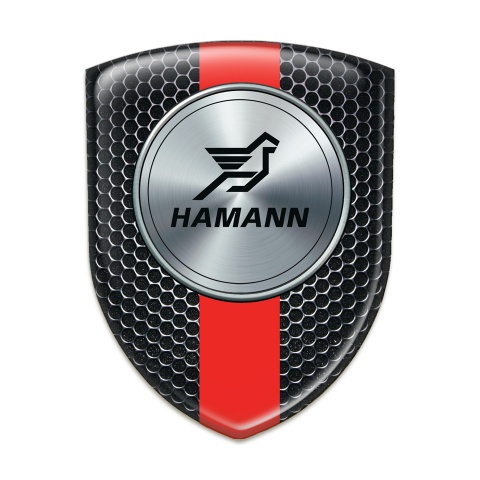 Hamann Emblem Badge Logo Perforated Steel with Red Band print 