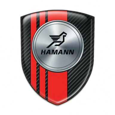 Hamann Self Adhesive Car logo Emblem Black Carbon with Red Tapes Version 